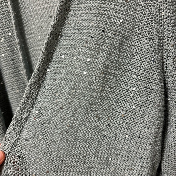 Eileen Fisher Sequin Cardigan Open Front Knit Sweater 100% Cotton Womens Large - Picture 3 of 7